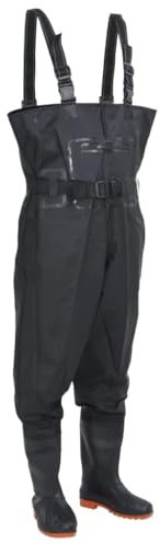 vidaXL Wader con Stivali e Cintura Nero Taglia 40, Wader con Stivali, Stivali Alti Fino al Petto, Stivali per la Pesca, Pantaloni da Pesca