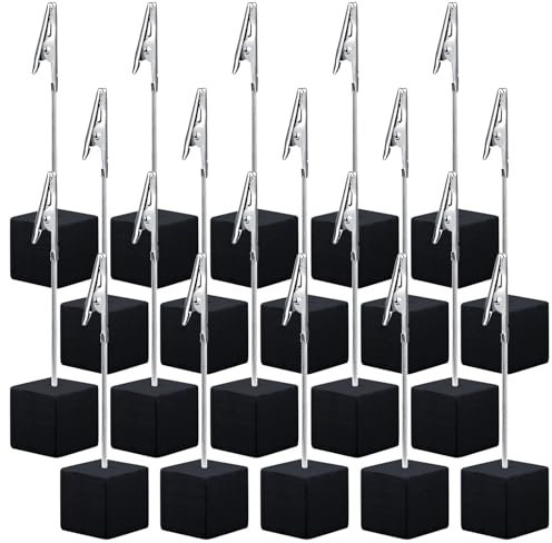 20 Stück Fotohalter Mit Klammern, Fotohalter, Memo Clip Halter Ständer, Tischkartenhalter, Kartenhalter Tisch, Memohalter Postkartenhalter für Bilder Karte Hinweis Büroklammer (Schwarz)