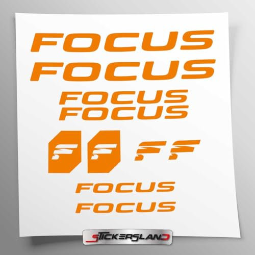 Stickersland® Aufkleber-Set kompatibel mit Rahmen MTB Mountainbike und Helm | Decals Aufkleber für Fahrrad mit Logos | Stickersland® – Focus (Orange matt)