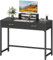 Schreibstisch mit 2 Holz Schubladen und Monitorständer, Schwarzer Schreibstisch 100cm für Home Office und Arbeit, 100x45x75 cm