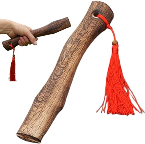 Kalastussaari Axe Handle with Red Tassel Wood 10.2in Long Ax Handle Replacement Hatchet Handle with Wedge Retro Textured Smooth Shock Resistant Axe Handles, Axe Handle