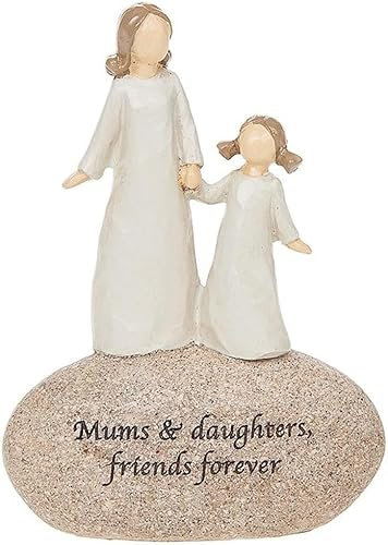 AMOVO Mums And Daughters, Friends Forever Sentimental Figurine, Pebble, Ornament | Gift For Mum From Daughter | Christmas | Birthday | Mother's Day - UK Trademark