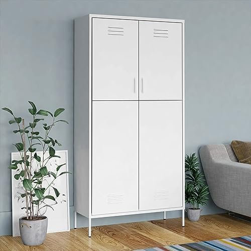 Juroupi Kleiderschrank Vorratsschrank Mehrzweckschrank Schrank Kleiderschrank Weiß 90x50x180 cm Stahl
