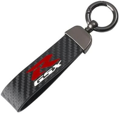ZKSXSM Leder Motorrad Schlüsselanhänger Hufeisen Schnalle Schmuck für S/uzuki GSXR 600 GSX-R 750 GSXR600 GSX R 750 1000, Schwarz