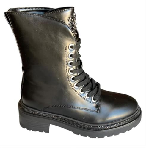 Amphibien aus Kunstleder mit Glitzer und Steinen, Schwarz , 39 EU