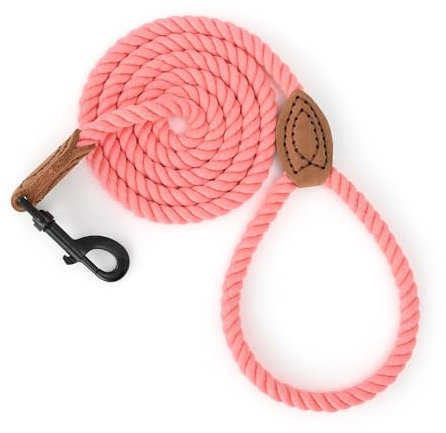 Mile High Life Laisse pour chien en corde de coton tressé avec pointe en cuir et pointe en cuir – Fermoir en métal robuste, 1,8 m d'épaisseur – Mariage, laisse de promenade pour chiens de taille