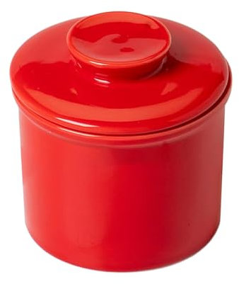 kesurpae Porcelain Butter Jar Versatile for Microwave and Dishwasher Safe Ceramics Ceramic Butter Holder Ceramic Butter Dish , red