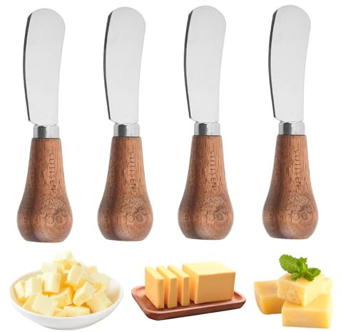 tangger Couteau a Beurre, 4Pcs Couteau Beurre Couteaux à Beurre Couteau à Beurre Couteau Fromage Couteau a Fromage Couteau Nutella Couteaux à Fromage Couteau Beurre Tartineur Pour Couper Ou Tartiner