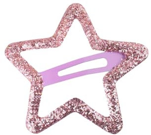 Righe e Pois - fermaglio per capelli clic clac a stella glitter da 5 cm, molletta per capelli da bambina a stella, fermacapelli bimba a forma di stella - confezione da 1 hair clip (Rosa)