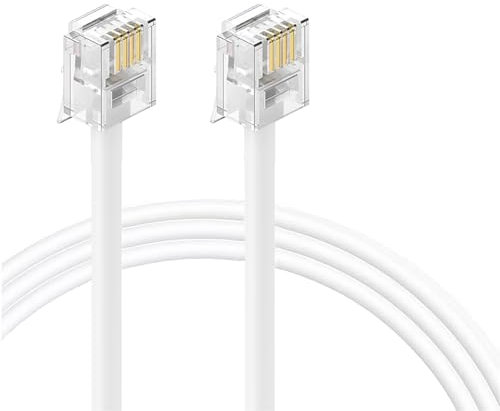 HAWAKA Cavo telefonico RJ11,lTelefonico RJ11 Modulare 6P4C Cavo Occidentale Connettore Piatto Presa Telefonica Modem Router Fax ISDN DSL VDSL Internet Nero (WH-2M)