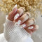 24pcs Press On Nails Almond Shape French Tip White Red Heart False Nails Medium Length Instant Manicure Fake Nail Tips for Women Girls