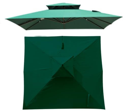 RTVGNSZSJL 300x300cm Cuadrada Toldo De Parasol De Recambio, Sombrilla En Voladizo，Toldo De Recambio De Sombrilla para Mercado，Jardin, Patio(Green)