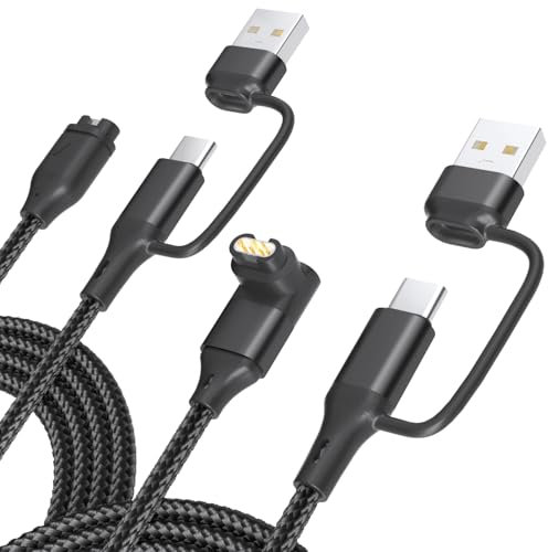 2 in 1 Charger Cable for Garmin Watch 3.3FT 2-Pack, USB Charging Cord with Type-C for Fenix 8 7 7X 6 Pro,Forerunner 970 965 570 265 255 165 55,Vivoactive 5 4,Instinct,Venu 3 3S X1,Epix,Vivomove,Tactix
