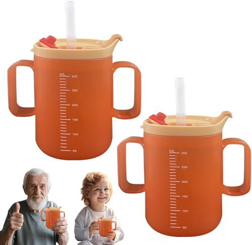 HOVCEH 300ml Tazza con Beccuccio per Adulti, 3-in-1 Bicchieri A Prova Di Fuoriuscite Per Anziani, Bicchiere Per Alimentazione Per Anziani, Per Pazienti, Anziani, Maternità, Disabili