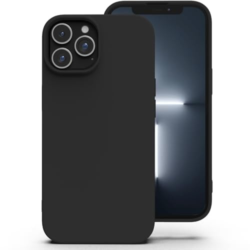 Zuvirelx Silikon Handyhülle für iPhone 13 Pro Max Hülle, Weiches Griff, Dünne, Minimalistisch, Stoßfest, rutschfest, Taschenpassend - Schwarz
