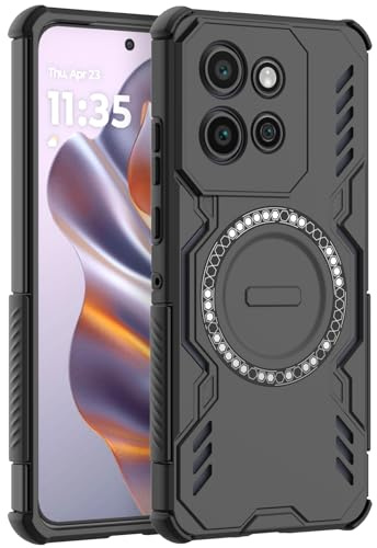 LVVFEI Cover Magnetica per Motorola Edge 50 Neo 5G, Compatibile con MagSafe, Custodia Magnetica per Moto Edge 50 Neo 5G con design Antiurto e Fori di Ventilazione - Nero