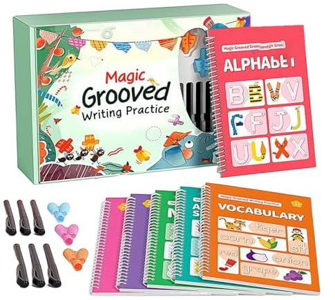Schreibübungen – Wiederverwendbares Lernheft Mit Linien, Handschrift Training | Schreibheft Mit Griffstift Für Vorschüler Kleinkinder Grundschüler, Lernmaterial Zum Buchstaben Zahlen Schreiben Und Sch