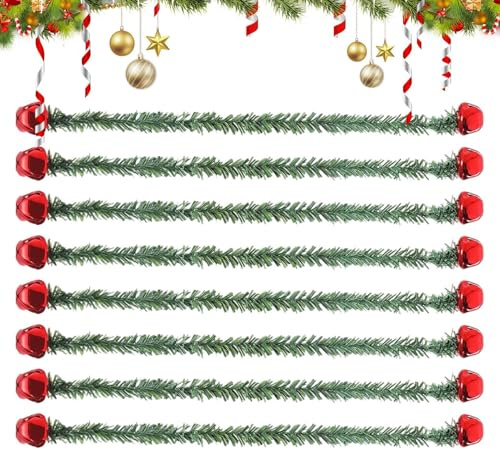 Clips für Girlande, 8 Stück, Haken, flexible Pflanzendekoration mit Glöckchen, Befestigungen für Geländer-Girlanden | Für Lichterketten, Weihnachtsbäume, Treppen, Rampe und F