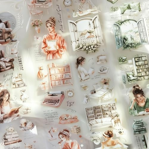 4 Rollen PET Washitape Set – Transparente & Bunte People Tapes für Scrapbooking,Bullet Journal und Junk Journaling – Handlettering Sticker,DIY Bastelzubehör,Fotoalbum Deko – Vielseitige Klebebänder