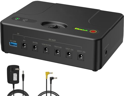 HJGHY 12v,31200mAh, 12V 24000mAh 31200mAh 38400mAh 42000mAh Lithium-Akkupack mit 6 Ausgängen (5V/ 9V/ 12,6V/ 15V/ 19V/ 24V) für LED-Lichtleistenkameras