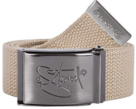2Stoned Gürtel Stoffgürtel Beige, matte Schnalle Classic, 4 cm breit, Koppelgürtel für Damen und Herren