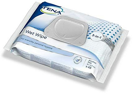 Tena Wet Wipes with Plastic Lid, 19 x 31.7 cm, 48 Wipes (Pack of 2)