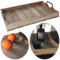 LS-LebenStil Mango-Holz Serviertablett - 38x25x8cm - Tragegriff Metallgriffe - Holztablett Küchentablett Frühstückstablett Betttisch Betttablett Teetablett Frühstück Geschirr Getränke