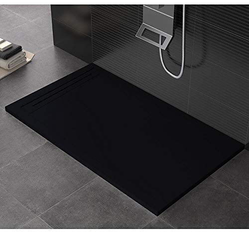 Maier - Oasis - Receveur de douche en pierre, noir, différentes mesures 80x90 cm