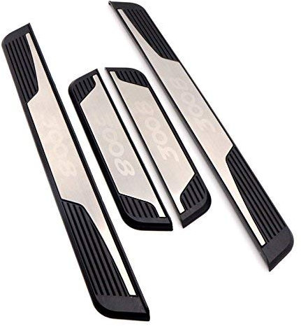 HIGH FLYING pour 3008 GT II 2017-2022 Extérieur Pédale Seuil de Plaque de Porte Couvercle Acier Inoxydable et Plastique Accessoires Auto 4 pièces