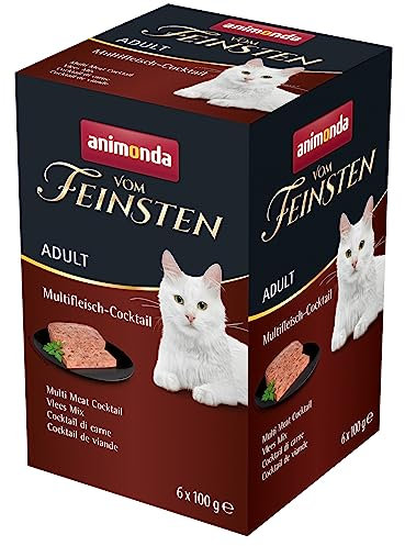animonda vom Feinsten Katzenfutter nass mit Multifleisch-Cocktail (6 x 100g), getreidefreies Katzenfutter nass ohne Zucker, mit frischen, fleischigen Zutaten