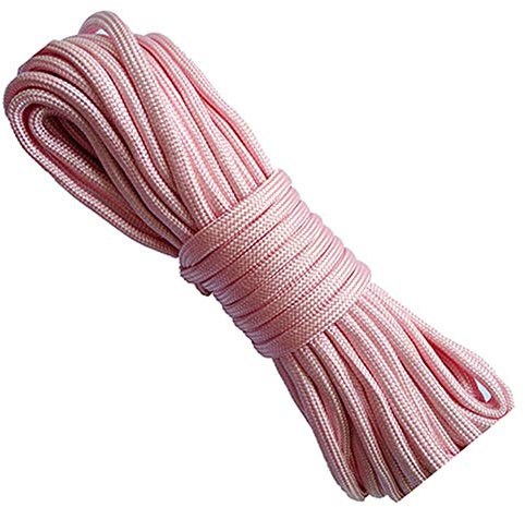 Egurs Paracord 15m/49ft Bunt Paracord Seil Schnüre 550 ?4mm Paracord Schnur Outdoor Camping Zubehör Zeltseil für Armband Schlüsselanhänger Anhänger Haustier Halsband Seile Rosa