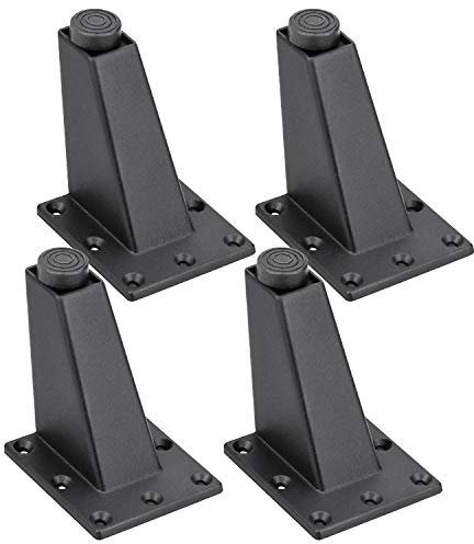 KARAA 4 Stück Schwarze verstellbare Möbelfüße, Hypotenuse-Füße für Möbel aus Aluminiumlegierung, dreieckige Möbelfüße für Tisch, Schränke, Küche, Sofa