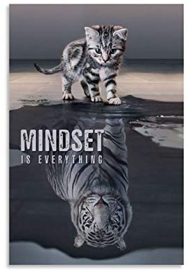 NENBN Kunstdruck auf Leinwand, Motiv: The Tiger; Mindset Is Everything, 60 x 90 cm