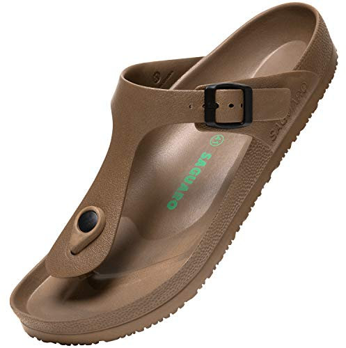 SAGUARO Chanclas de Playa Hombres Antideslizante Flip Flops Mujer Cómodo Piscina Zapatillas Unisex Ducha Pantuflas Respirable Ultraligero Sandalias, Slipper Marrón 44