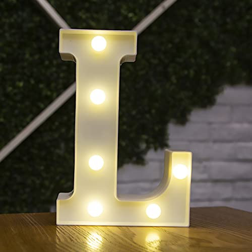 Tiardey Brief Lichter LED Symbol Form, Alphabet Kunststoff Festzelt Tischlampen, Leuchten Wörter, Geburtstag Hochzeit Party Everyday Home Wandbehang Dekor-L
