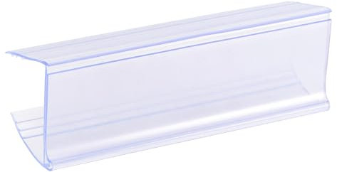 sourcing map Label Holder 80x28mm Clip on Shelf Clear Blue Plastic for Wire Shelving, Pack of 30