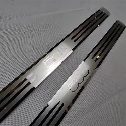 ENFILY 2pcs Car Exterior Door Sill Protector Accessories for FIAT 500 500C Acciaio Porta, Abrasion Protection Threshold Welcome Pedal Strip Cover, Styling Decoration