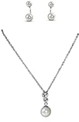 Nagel Jewellery Silberkette mit Anhänger, Perlenohrring Pearl Essence, aus 925 Sterling Silber, Weißgold oder Roségold vergoldet, mit Perle und Zirkonia im Brillantschliff, einzeln oder als Set
