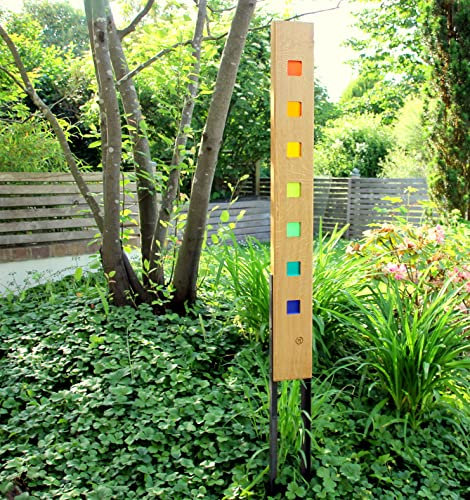 Gartenskulptur aus Holz und Glas. Gartendekoration als Unikate handgefertigt und wetterfest