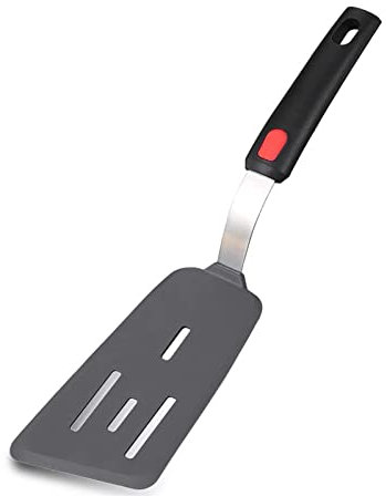 Tenta Kitchen d'omelette flexible en silicone Spatule de retourneur de poisson coudée fendue Spatule à œufs mince -Résistant à la chaleur Lame sans fonte 600°F/Poignée en caoutchouc Cuisson/cuisson