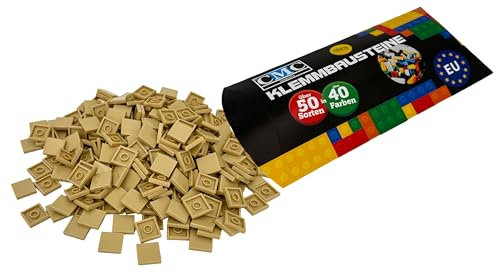 CMC imports 250 x Klemmbausteine Fliesen Tiles Bausteine 2x2 Noppen Kompatibel freie Farbenwahl (094 - Beige)