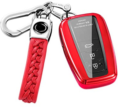 【4 Couleurs】 Z.MYUKI C-HR Hybride GR Sport Protection clé avec Porte Clef pour Toyota CHR 2016-2022 2023 Accessoire Original (Rouge)