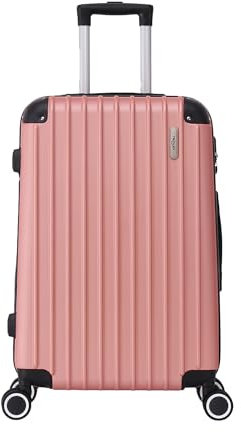 TROLLEY ADC - Valise Moyenne Soute 65x41x26 cm - Rigide, Légère 3 Kg - 65 litres - 4 Doubles Roues Silencieuses - Maniable, Pratique et Étanche - Collection Corner - Rose Gold