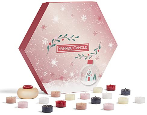 Yankee Candle Set regalo | 18 tea light profumate e 1 supporto per tea light in una confezione regalo natalizia | Collezione Snow Globe Wonderland