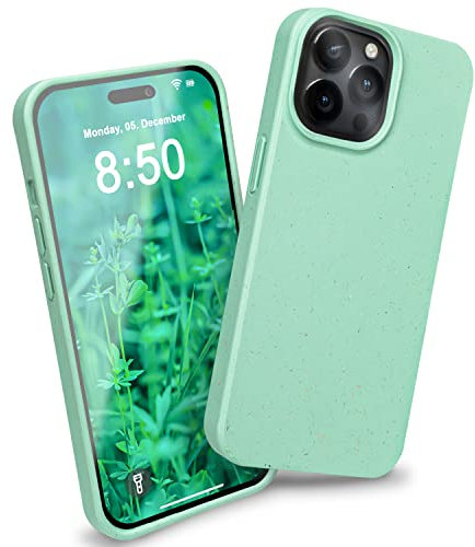NALIA Bio-Schutzhülle kompatibel mit iPhone 14 Pro Hülle, Nachhaltig Ökologisch Eco-Case, Silikon-Alternative, Kratzfest Anti-Fingerabdruck Natur Handyhülle Dünn, Recycling Upcycling, Farbe:Türkis