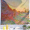 Berkin Arts Decor Wandteppich zum Aufhängen, Hintergrund aus hochwertigem Polyesterstoff Post-Impressionismus Orange Tolles Gemälde 130 x 150 CM (Claude Monet-Getreidestapel)