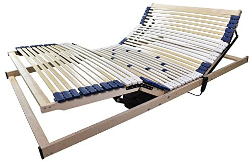 Coemo 7-Zonen Lattenrost mit Motor 120x200 cm, Kopf-, Fußteil elektrisch verstellbar - elektrischer Bettenrost mit Motor, komplett montiert, 42 Federleisten, Härtegrad-Regulierung