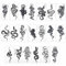 craspire Temporäre Tattoos Mit Schlange Schwarze Rose Und Schlange Temporäre Tattoo-Aufkleber wasserdichte Arm-Hals-Make-Up-Kosmos-Tattoos Papierraketen-Aufkleber Art.-Nr