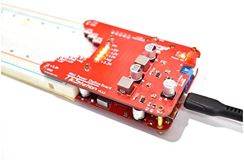 Mini Power Supply Station Multiple voltages 3.3V, 5V, 12V,-12V and adjustable 1V-25V with currents upto 1.5A Compatible with breadboards Powered by USB-C, Battery (3.7V and higher) or Power Banks