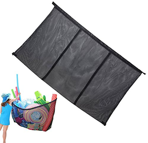 Organizador de almacenamiento de flotador de piscina, organizador de estante flotante para exteriores, para bolas, fideos, juguetes, 60 pulgadas, soporte de red de nailon que se fija al lado de la